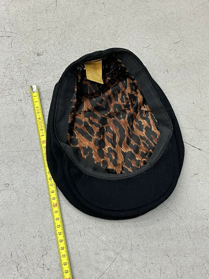 SS2001 Dolce & Gabbana Black Wool Leopard Lining Coppola Hat jgKNLBQ 10