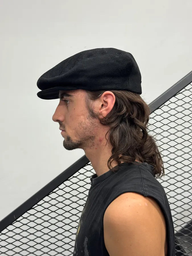 SS2001 Dolce & Gabbana Black Wool Leopard Lining Coppola Hat jgKNLBQ 0