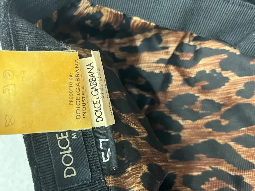 SS2001 Dolce & Gabbana Black Wool Leopard Lining Coppola Hat jgKNLBQ 8