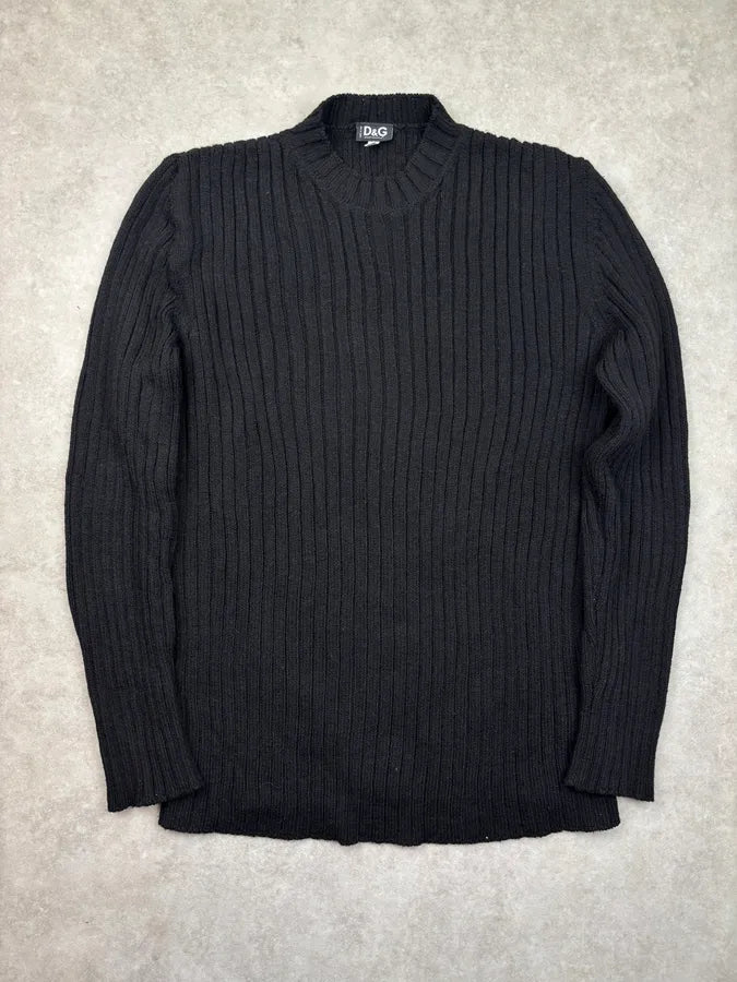 2000s Dolce & Gabbana Black Wool Ribbed Sweater ZtyChxl 1