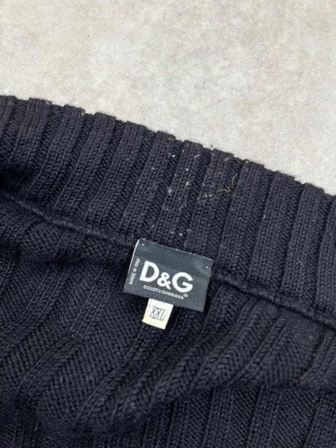 AW2006 Dolce & Gabbana Black Wool Ribbed Zip Sweater vUQaYfn 8