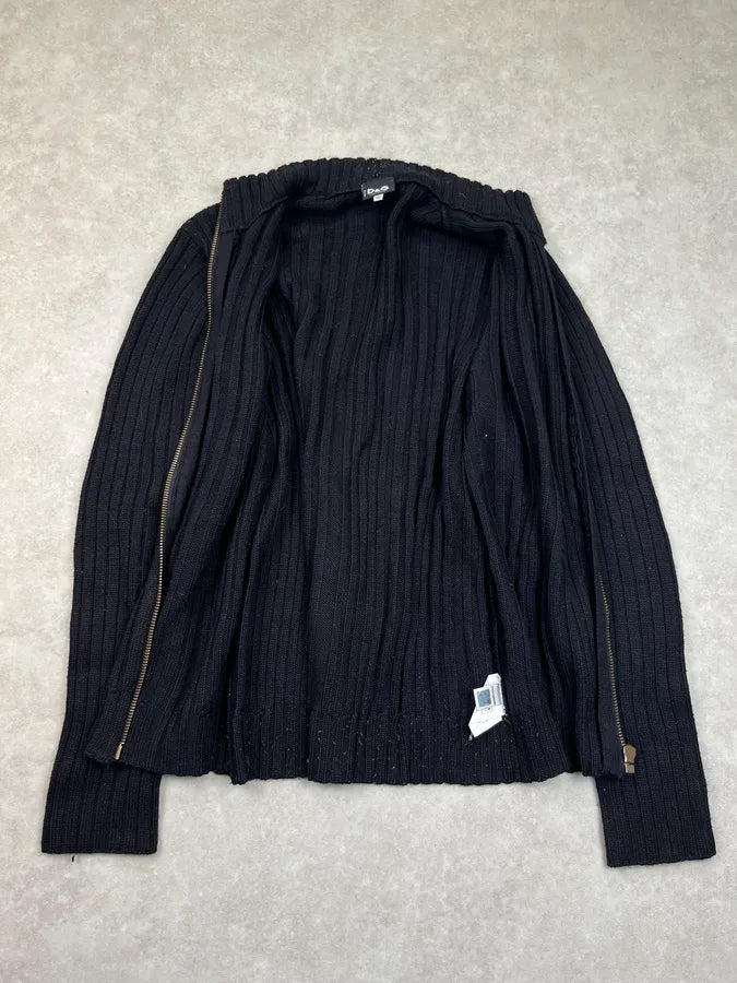 AW2006 Dolce & Gabbana Black Wool Ribbed Zip Sweater vUQaYfn 4