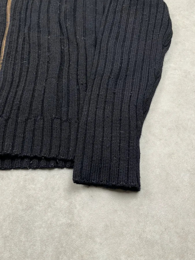 AW2006 Dolce & Gabbana Black Wool Ribbed Zip Sweater vUQaYfn 7