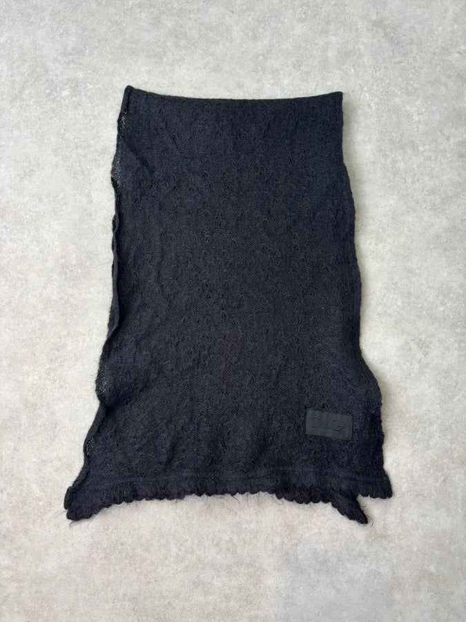 2000s Dolce & Gabbana Black Wool Scarf qSiKBOy 3