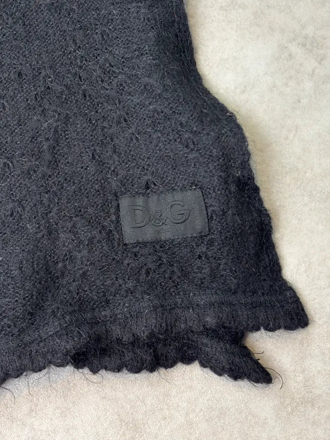 2000s Dolce & Gabbana Black Wool Scarf qSiKBOy 4