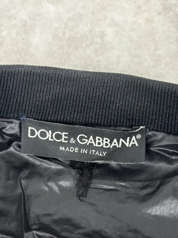2010s Dolce & Gabbana Black Woven Leather Bomber Jacket RJMeuOP 8