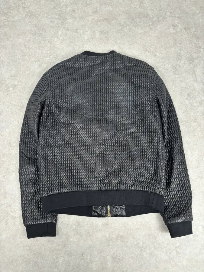 2010s Dolce & Gabbana Black Woven Leather Bomber Jacket RJMeuOP 3