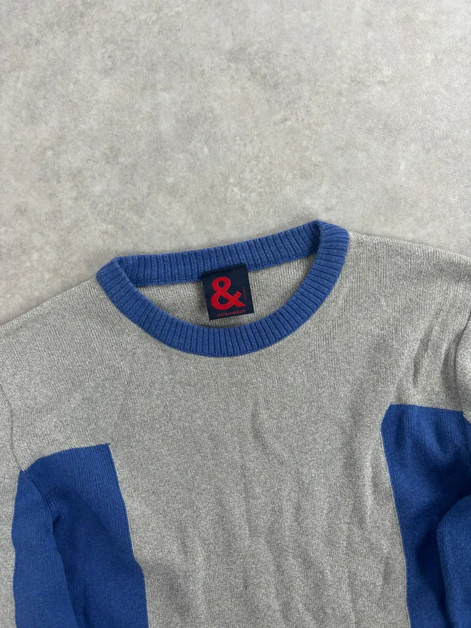1990s Dolce & Gabbana Blue Beige Wool Sweater tvqhBrA 3