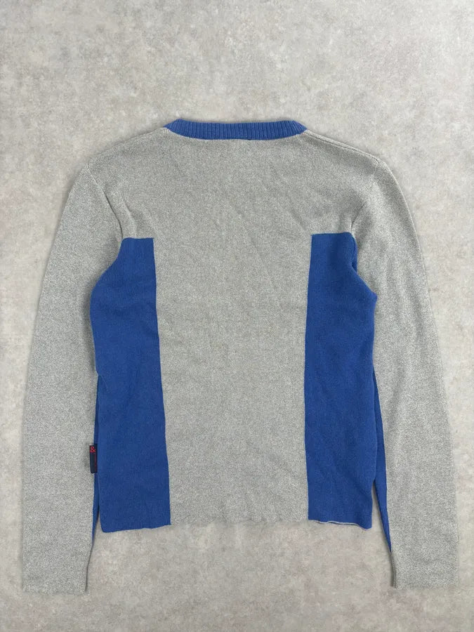 1990s Dolce & Gabbana Blue Beige Wool Sweater tvqhBrA 4