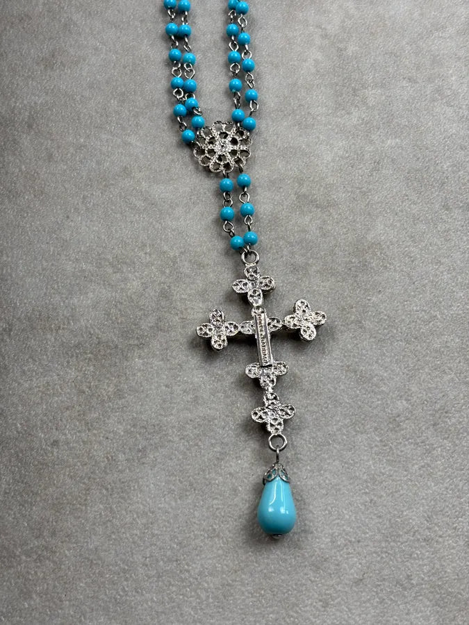 Dolce & Gabbana Blue Big Cross Necklace DwxDVYR 9