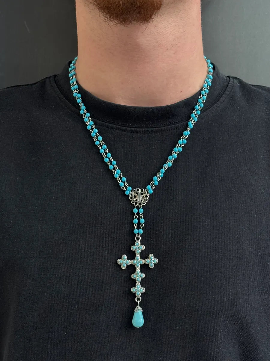 Dolce & Gabbana Blue Big Cross Necklace DwxDVYR 1