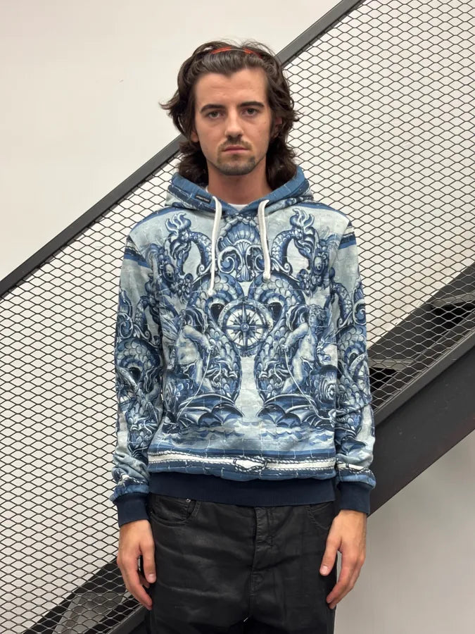 2010s Dolce & Gabbana Blue Royal Baroque Hoodie IoCBjBn 0