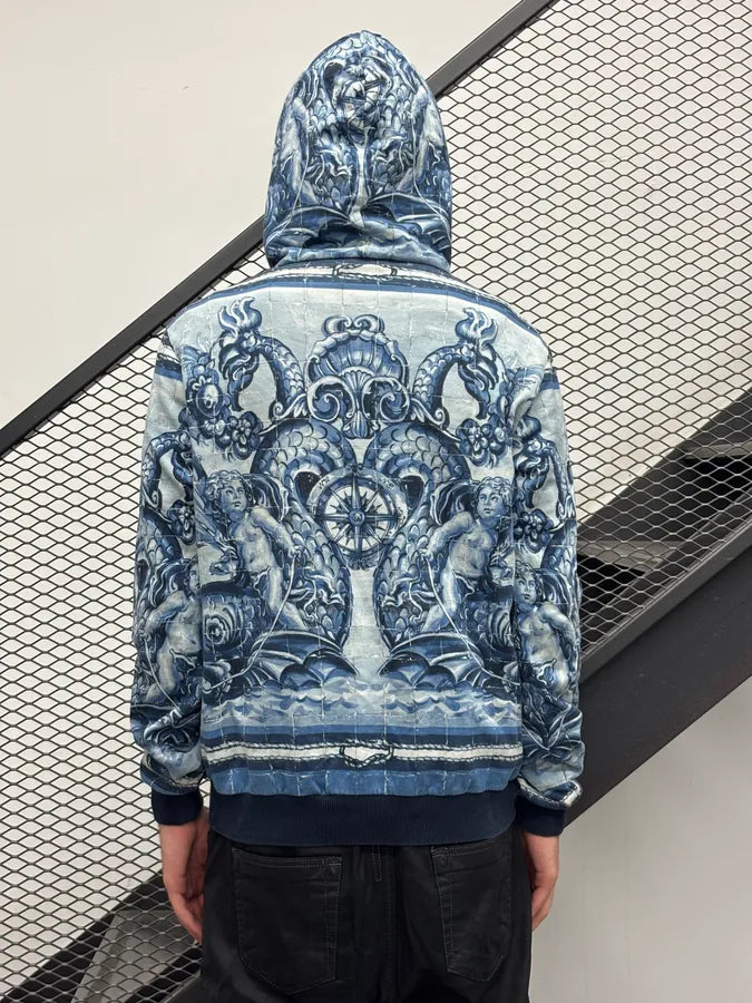2010s Dolce & Gabbana Blue Royal Baroque Hoodie IoCBjBn 1