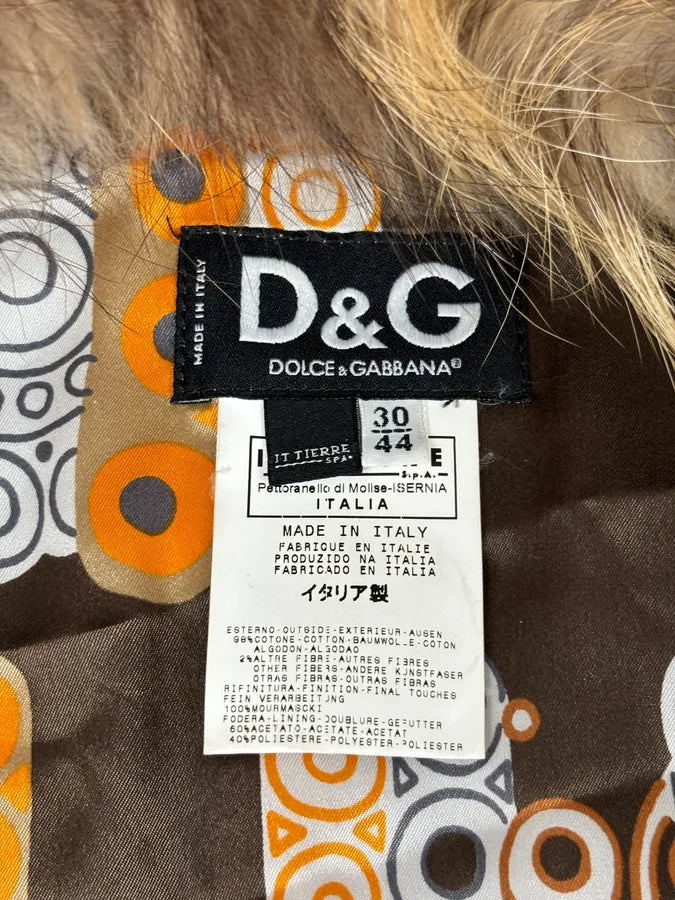AW2005 Dolce & Gabbana Blue Denim Distressed Fur-Collar Jacket AqugPJG 9