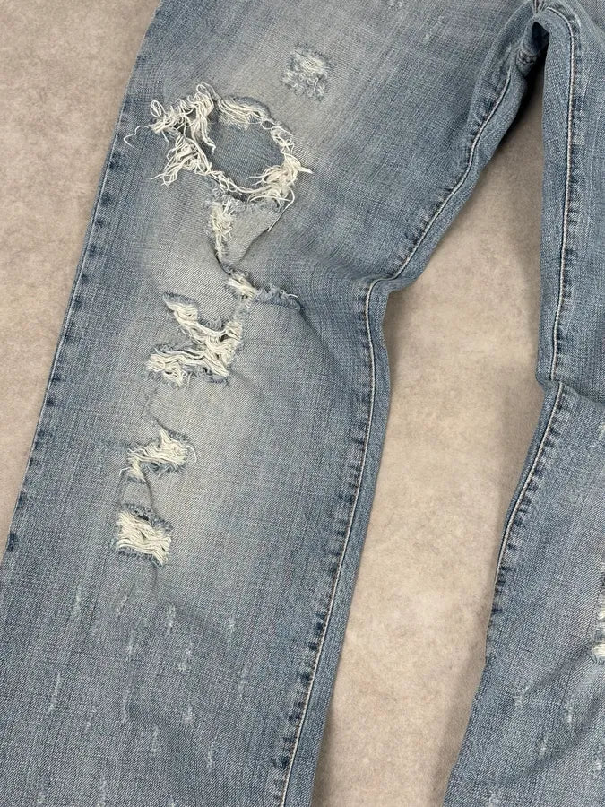 SS2006 Dolce & Gabbana Python Waist Distressed Denim Jeans RIAtZrg 10