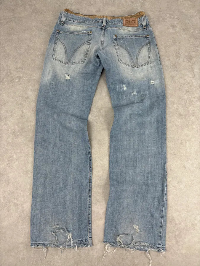SS2006 Dolce & Gabbana Python Waist Distressed Denim Jeans RIAtZrg 5