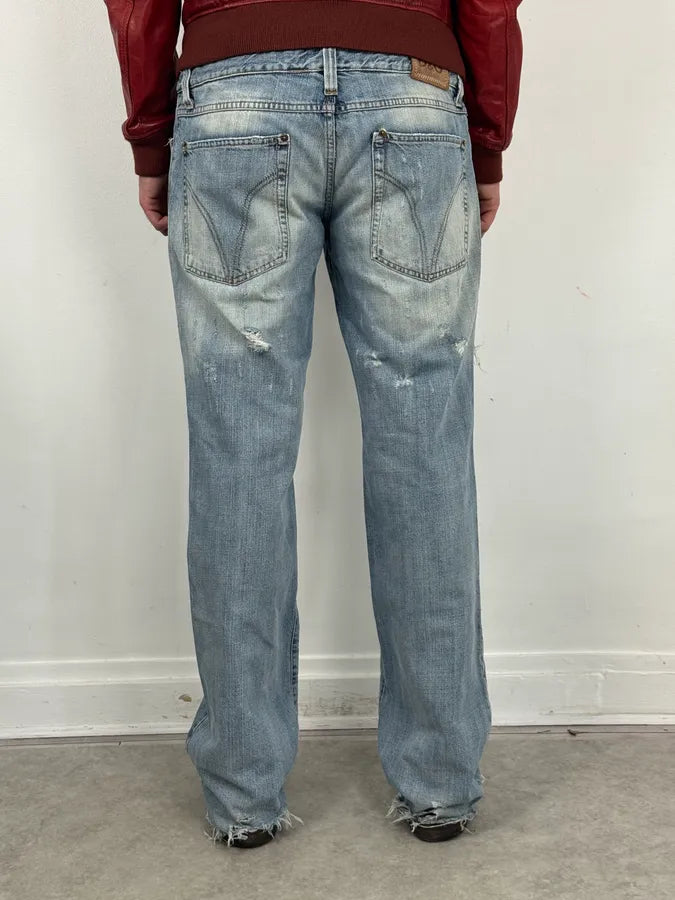 SS2006 Dolce & Gabbana Python Waist Distressed Denim Jeans RIAtZrg 3