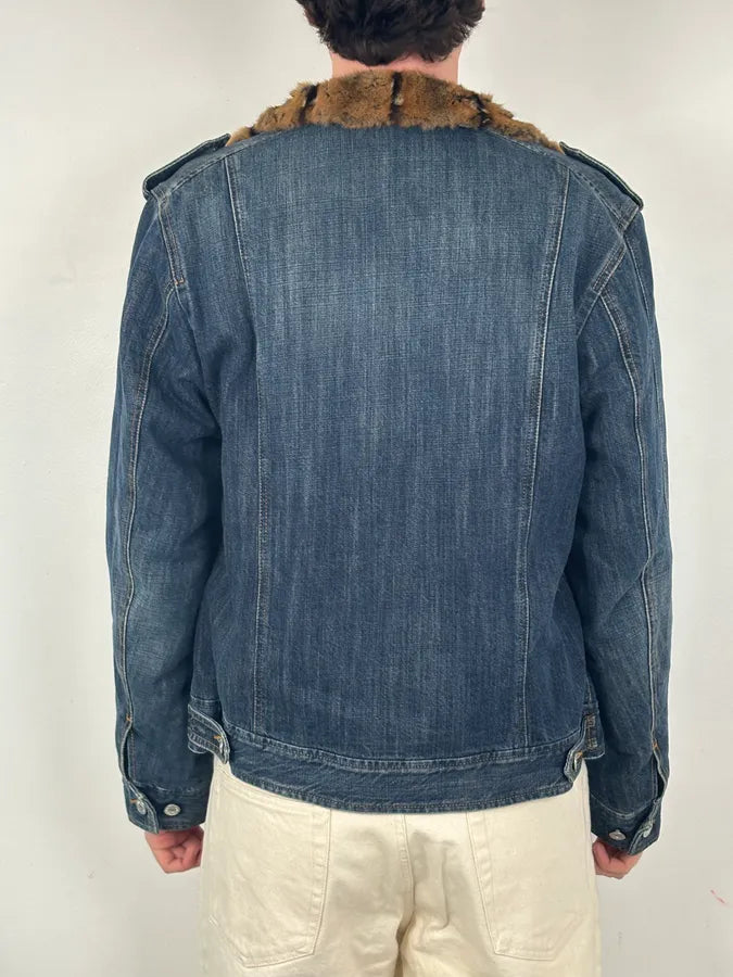 AW2005 Dolce & Gabbana Blue Denim Fur-Lined Denim Jacket KnBKvWA 2