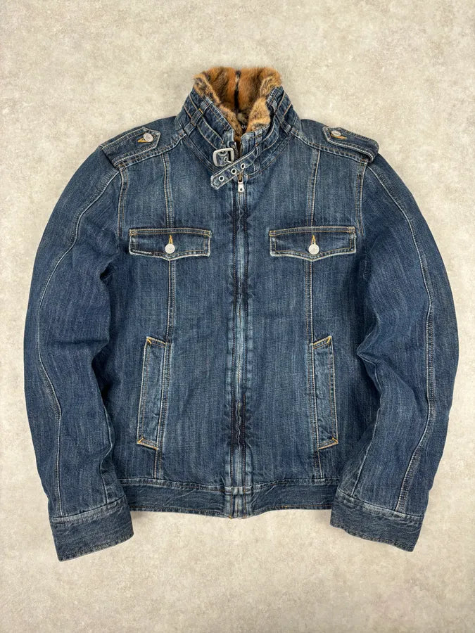 AW2005 Dolce & Gabbana Blue Denim Fur-Lined Denim Jacket KnBKvWA 0