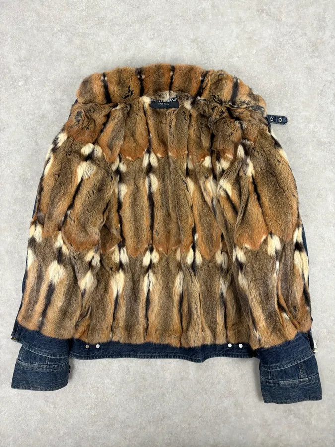AW2005 Dolce & Gabbana Blue Denim Fur-Lined Denim Jacket KnBKvWA 6