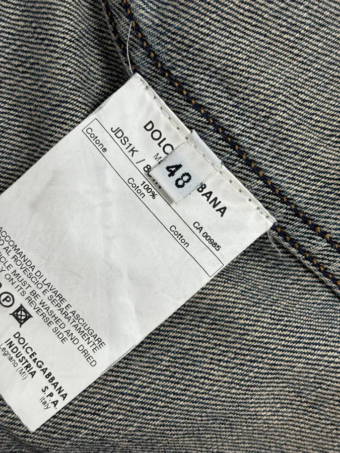 2000s Dolce & Gabbana Faded Blue Officer Cropped Denim Jacket  RvynjVO 10
