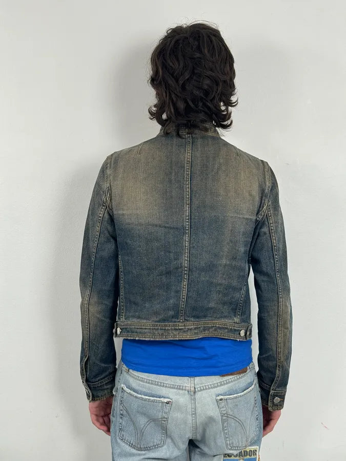 2000s Dolce & Gabbana Faded Blue Officer Cropped Denim Jacket  RvynjVO 2