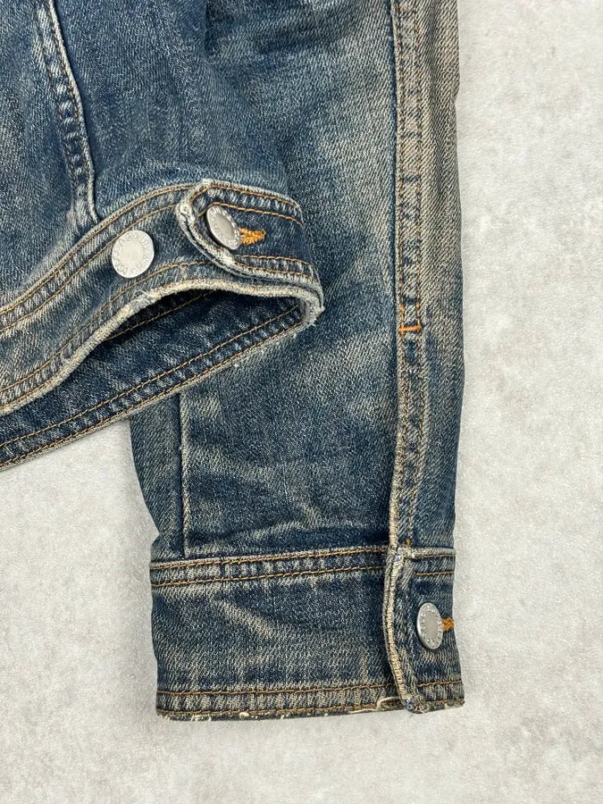 2000s Dolce & Gabbana Faded Blue Officer Cropped Denim Jacket  RvynjVO 9