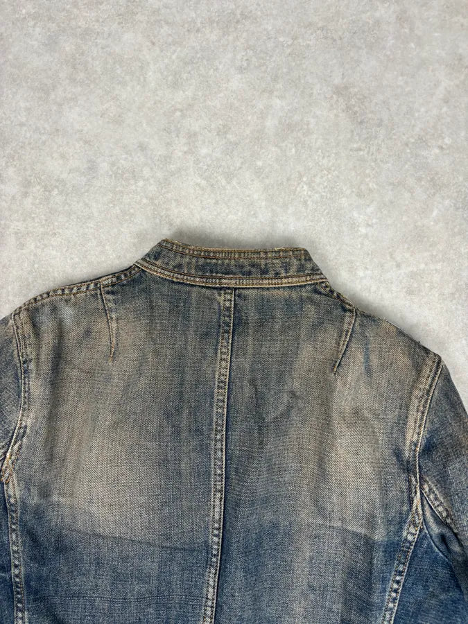 2000s Dolce & Gabbana Faded Blue Officer Cropped Denim Jacket  RvynjVO 5