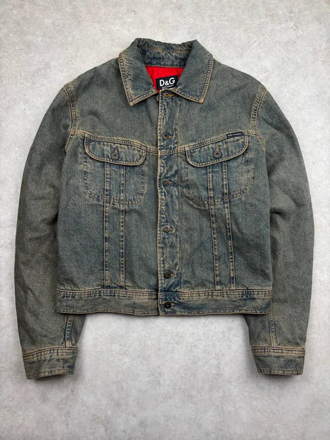 2000s Dolce & Gabbana Faded Blue Multi-Pocket Denim Jacket UmGTEwB 0