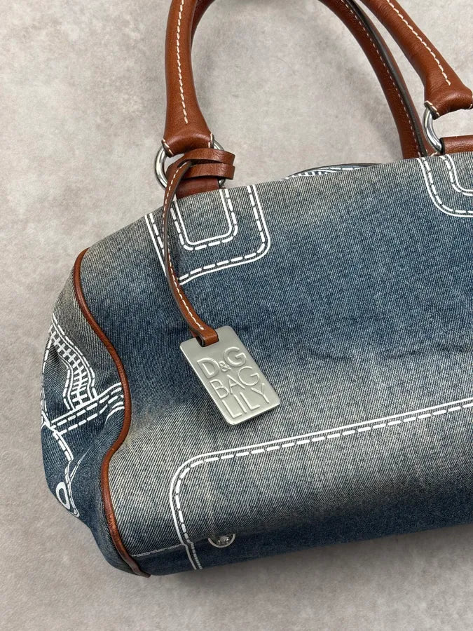 AW2010 Dolce & Gabbana Blue Denim Trompe LOeil Handle Bag GuNIZpz 9