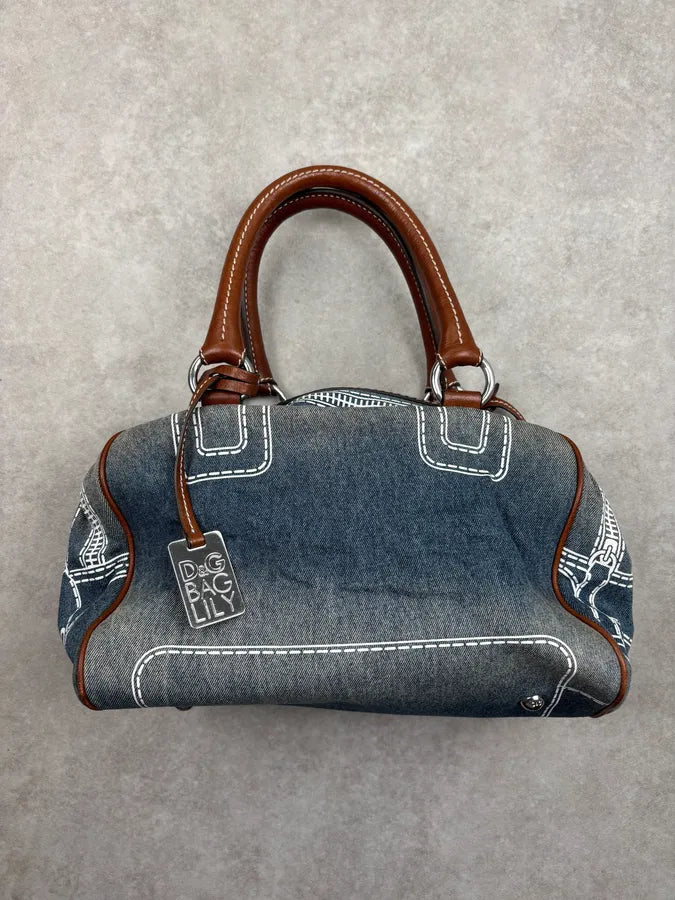 AW2010 Dolce & Gabbana Blue Denim Trompe LOeil Handle Bag GuNIZpz 7