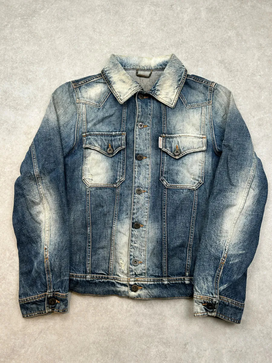 AW2010 Dolce & Gabbana Blue Distressed Denim Jacket KQXLkXx 0