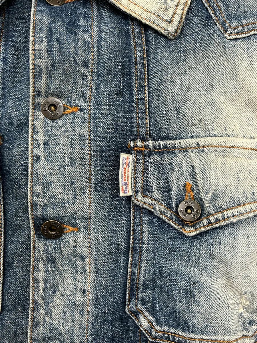 AW2010 Dolce & Gabbana Blue Distressed Denim Jacket KQXLkXx 5