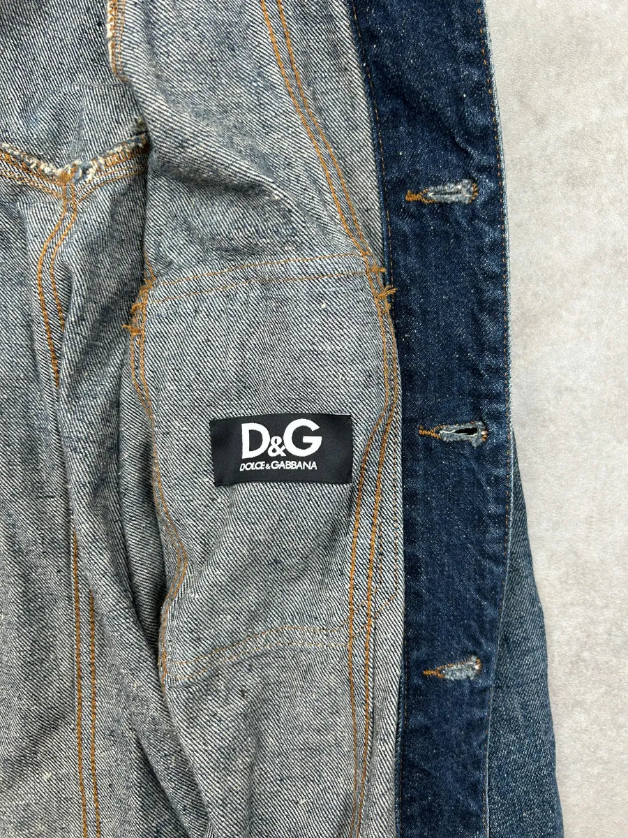 AW2010 Dolce & Gabbana Blue Distressed Denim Jacket KQXLkXx 6