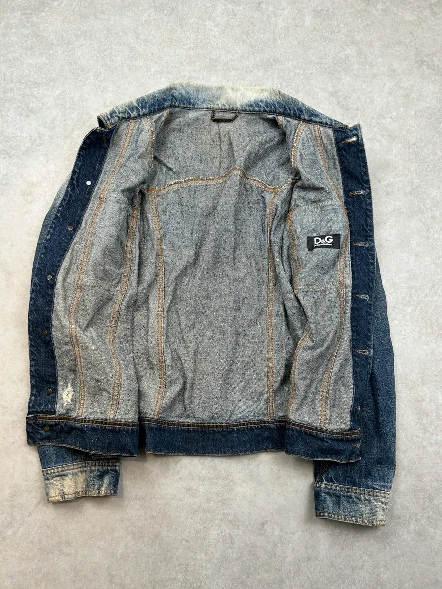 AW2010 Dolce & Gabbana Blue Distressed Denim Jacket KQXLkXx 7