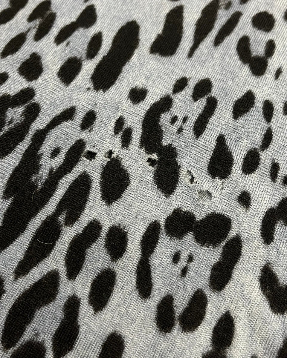 Dolce & Gabbana Blue Leopard Knit Distressed Sweater mZdaUZb 6