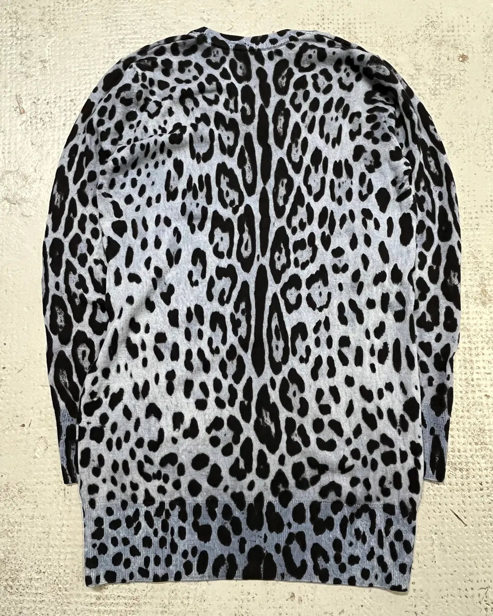 Dolce & Gabbana Blue Leopard Knit Distressed Sweater mZdaUZb 7