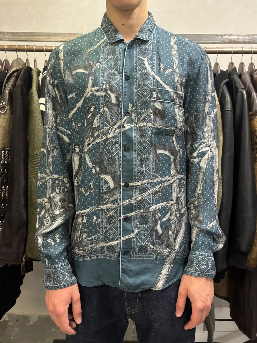 Dolce & Gabbana Blue Monkey Silk Shirt (M/L) IIUTnrH 1