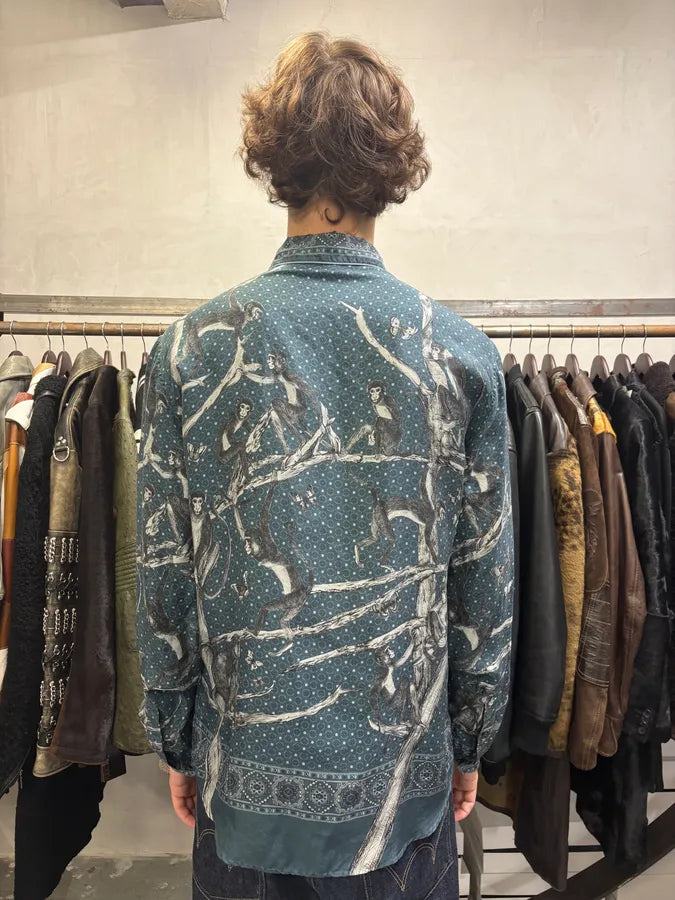 Dolce & Gabbana Blue Monkey Silk Shirt (M/L) IIUTnrH 2