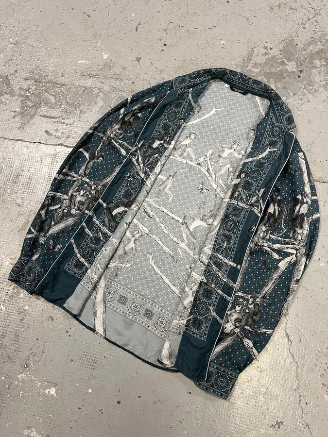 Dolce & Gabbana Blue Monkey Silk Shirt (M/L) IIUTnrH 4