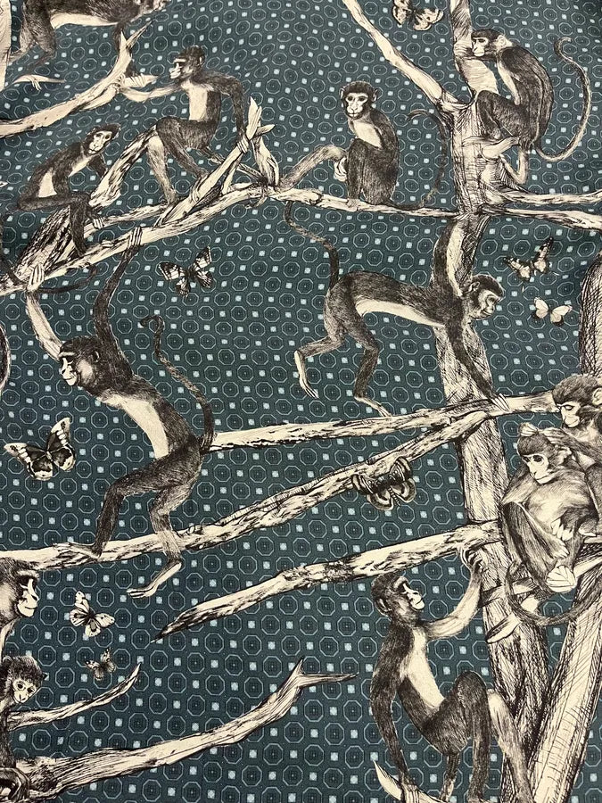 Dolce & Gabbana Blue Monkey Silk Shirt (M/L) IIUTnrH 6