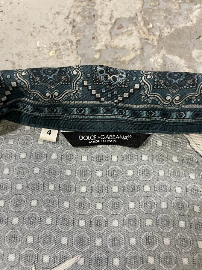 Dolce & Gabbana Blue Monkey Silk Shirt (M/L) IIUTnrH 7