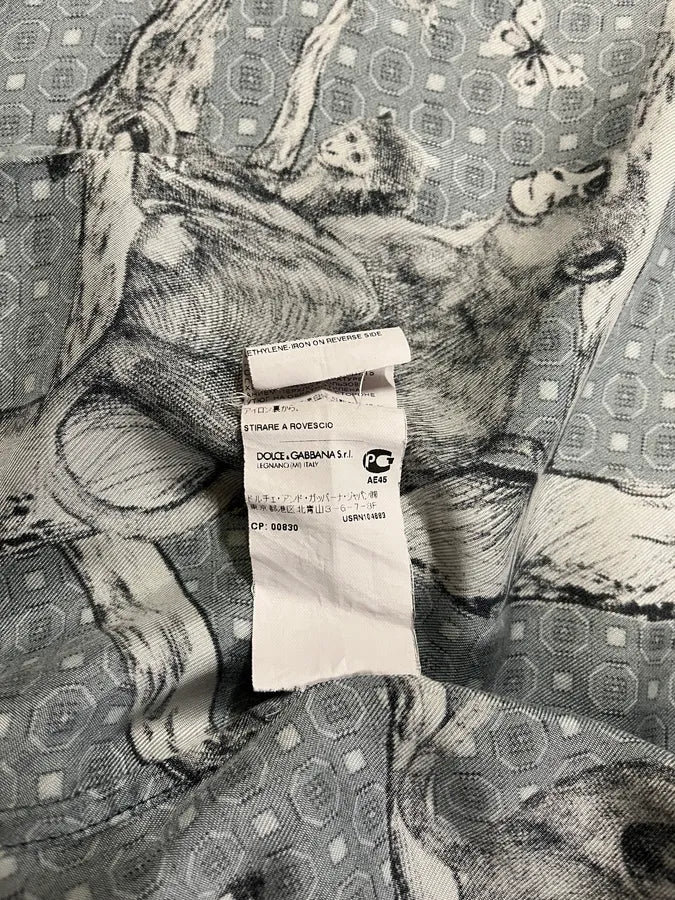 Dolce & Gabbana Blue Monkey Silk Shirt (M/L) IIUTnrH 8