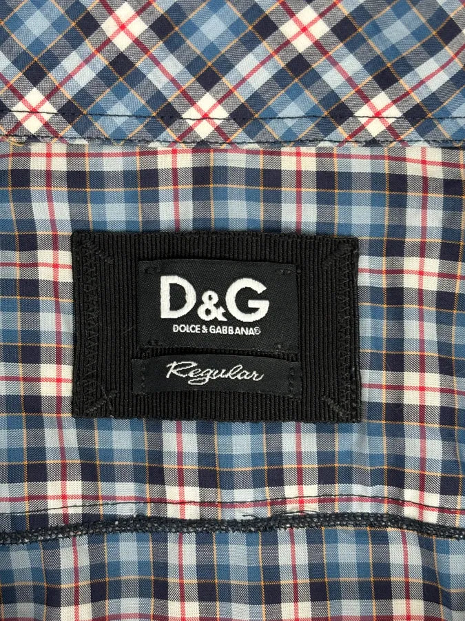 AW2011 Dolce & Gabbana Blue Plaid Cotton Western Shirt MIiZwrD 8