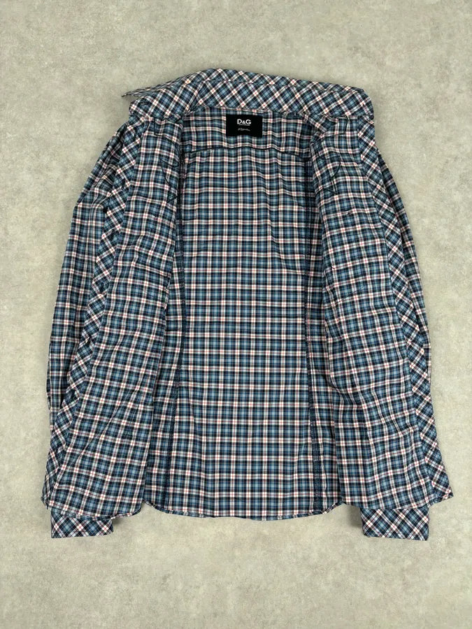 AW2011 Dolce & Gabbana Blue Plaid Cotton Western Shirt MIiZwrD 6