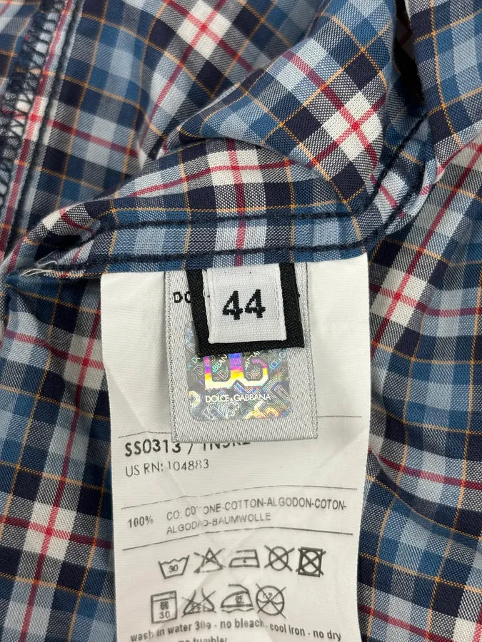 AW2011 Dolce & Gabbana Blue Plaid Cotton Western Shirt MIiZwrD 9