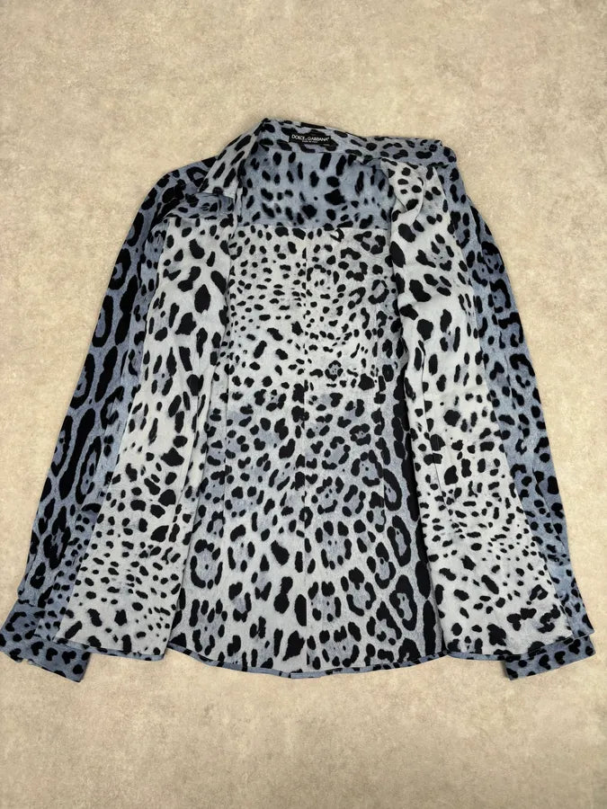 2010s Dolce & Gabbana Blue Leopard Print Silk Shirt  npBpwsG 6