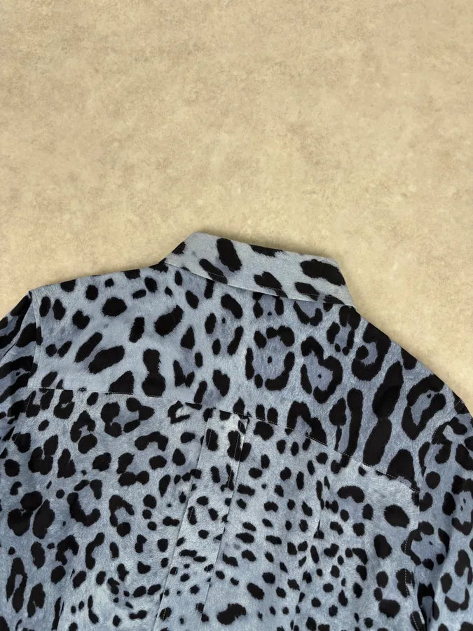 2010s Dolce & Gabbana Blue Leopard Print Silk Shirt  npBpwsG 5