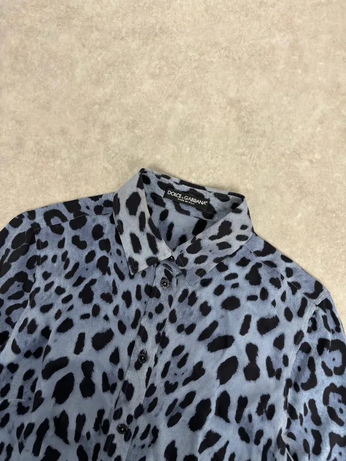2010s Dolce & Gabbana Blue Leopard Print Silk Shirt  npBpwsG 3