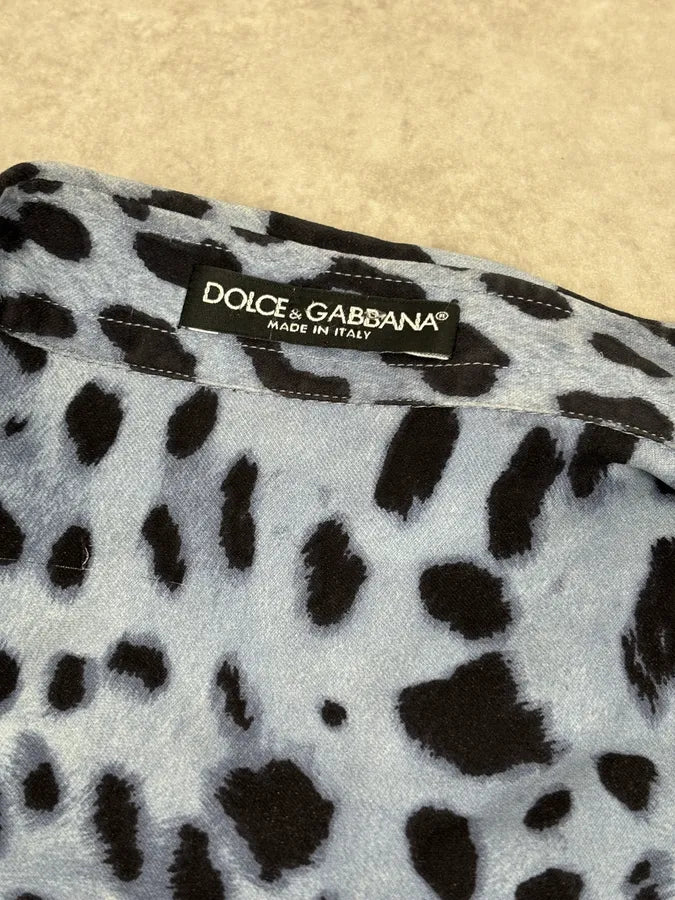 2010s Dolce & Gabbana Blue Leopard Print Silk Shirt  npBpwsG 8